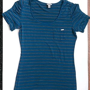 GUESS blue and grey striped top